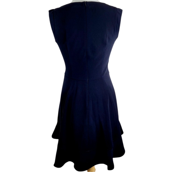 NWT J.CREW Black V Neck Stretch Ponte Sleeveless Ruffle Hem Sheath Dress 6 - Picture 6 of 10